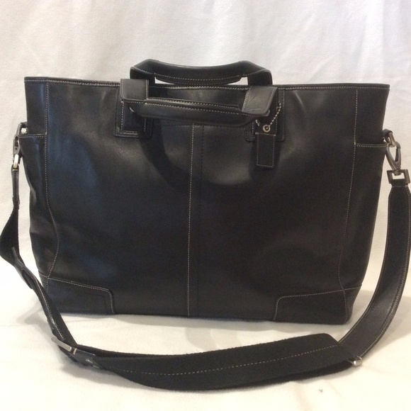 Coach Women's Laptop Bag, Black Leather - Picture 1 of 6